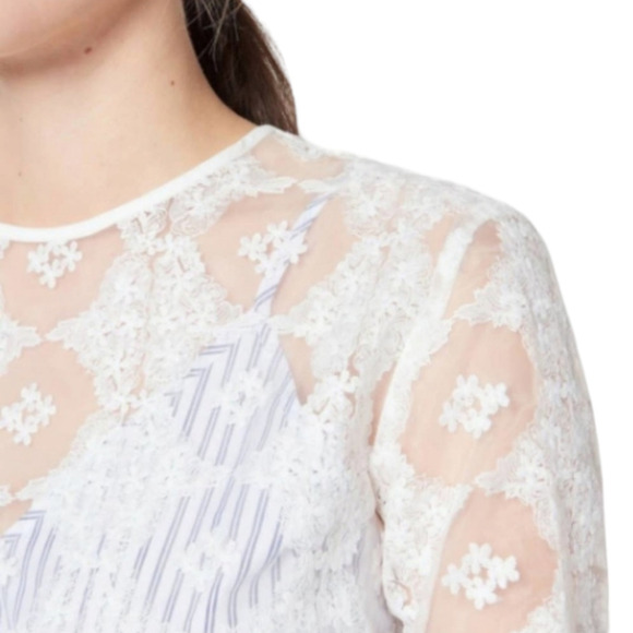 Sandro Paris Isabelle Floral Embroidered Lace Mini Dress Small NEW Striped Slip - Picture 5 of 16